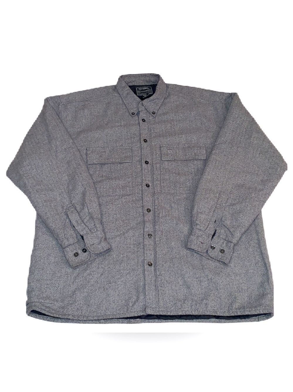 Custom National Outfitters XL Lined Shirt Insulated Quilted Shacket Jacket Grey